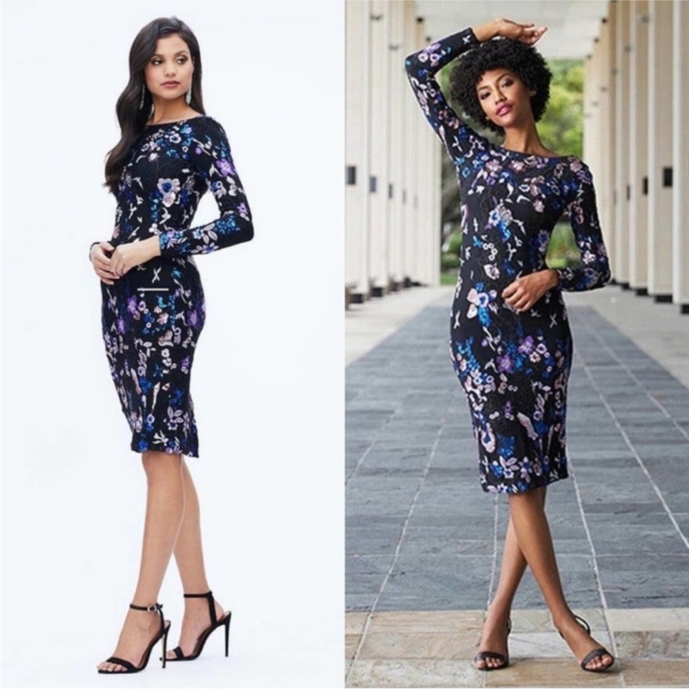 🖤 NWT Dress the Population Emery Floral
Lavender Multi Sequin Dress 🖤